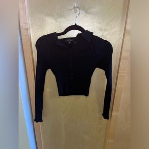 Black Collared Button-Up Women